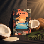 AROVO Coconut Cream Auto-Duftbaum mit aufgeschlagener Kokosnuss und Palmwedel